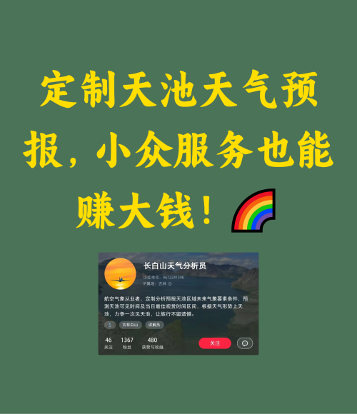 定制天池天气预报，小众服务也能赚大钱！🌈