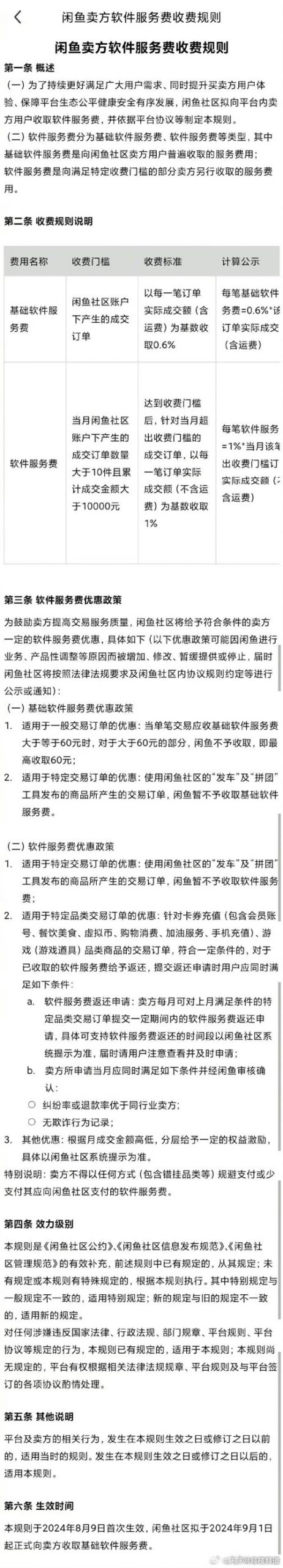 #闲鱼将收服务费#