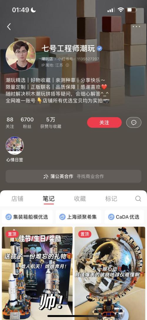 小红书卖宇航系列的积木玩具，单链接近100W销售额。