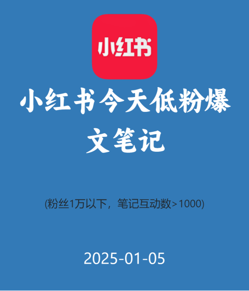 小红书今天低粉爆文笔记