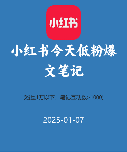 小红书今天低粉爆文笔记