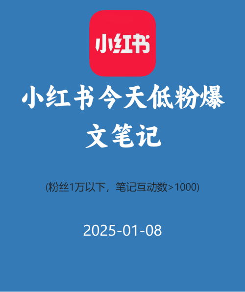 小红书今天低粉爆文笔记