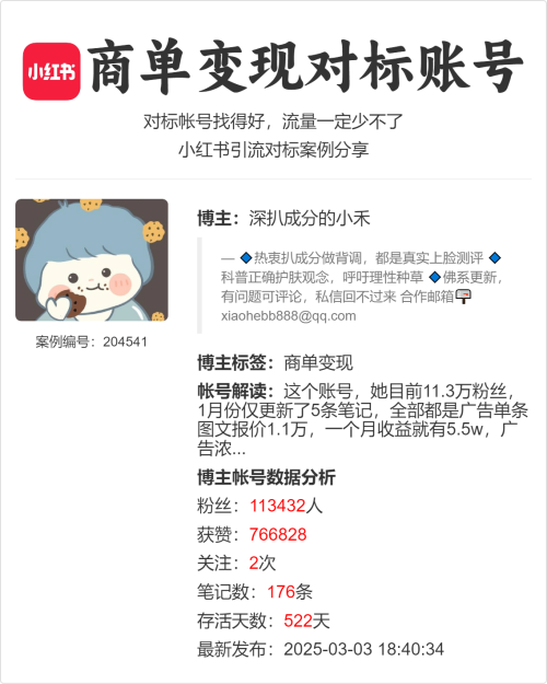 这个账号，她目前11.3万粉丝，1月份仅