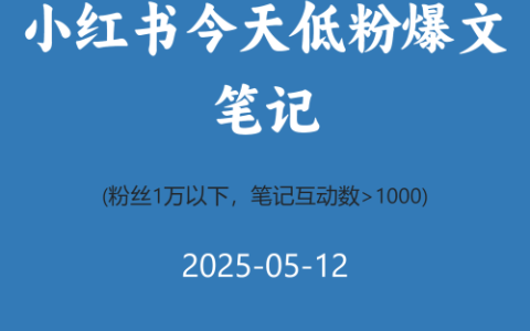 小红书今天低粉爆文笔记