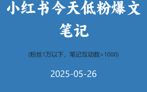 小红书今天低粉爆文笔记